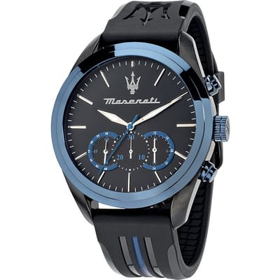 Maserati heren horloge Traguardo chronograaf met blauwe wijzerplaat