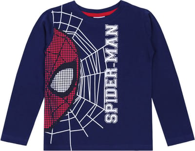 Marineblauwe jongensblouse met Spider-Man motief