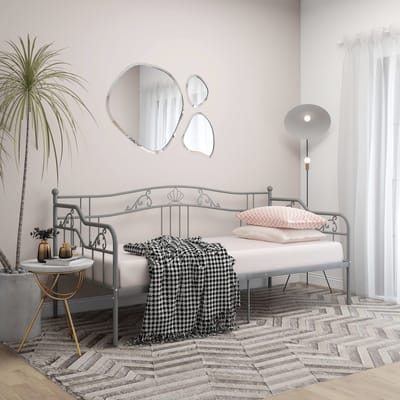 vidaXL - Slaapbank - metaal - grijs - 90x200 - cm