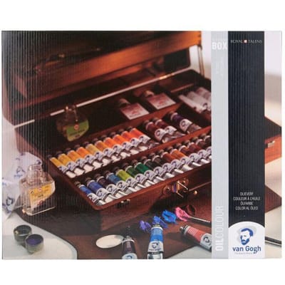 Van Gogh Olieverf kist Superior met 32 kleuren in tubes van 20 ml + 2 kleuren in tubes van 60 ml + accessoires