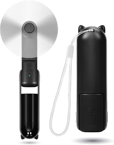 SnelShoppen - Oplaadbare Mini Handventilator - Stil & Draagbaar - 3 Snelheden - USB Persoonlijke Zakventilator - 9-15 Werkuren - Helemaal Zwart - Perf
