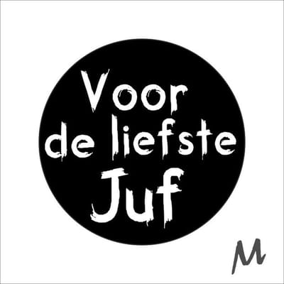 Sticker - "Voor de liefste Juf" - Etiketten - 47mm Rond - Wit/Zwart - 500 Stuks