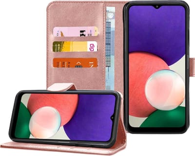 Hoesje geschikt voor Samsung Galaxy A22 5G - Book Case Portemonnee Hoesje Roségoud