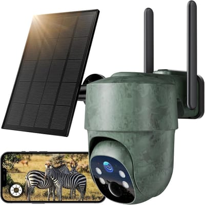 Wildcamera - Trailcamera Beveiligingscamera - Wildlife Observeren - 360 Graden Panoramisch - 2.5K HD - Zwart