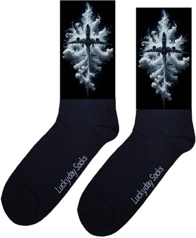 Vliegtuig - Valentijn sokken - Verjaardag Cadeau - Grappige sokken - Leuke sokken - Hem Haar sokken - Vrolijke sokken - Vaderdag - Moederdag - Sint cadeau - Kerst cadeau - Leuk Cadeau - Speciaal cadeau - Spotter - Reizen - Socks maken Happy - 37-44