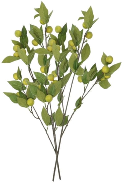 DK Design Kunstbloem fruit tak met appels - 2x - 90 cm - groen - Kunst zijdebloemen