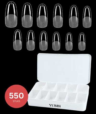 YUBBI Soft Gel Tips Medium Oval - Full Cover - Nageltips voor Gellak en Acryl - Plaknagels - 11 Maten - 550 Stuks