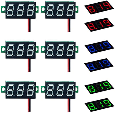 Mini Digitale Voltmeter 0,36 Inch - 6 Stuks, LED Display, DC 2,4 - 30 V, Nauwkeurige Spanningszoeker