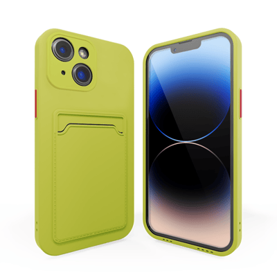 Backcover hoesje met pashouder - Geschikt voor iPhone 13 hoesje - Pasjeshouder shockproof case - Ruimte voor pasjes - Siliconen hoesje lichtgroen / groen