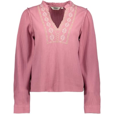 Only Onlemma ls detail v-neck top wvn cs fuchsia
