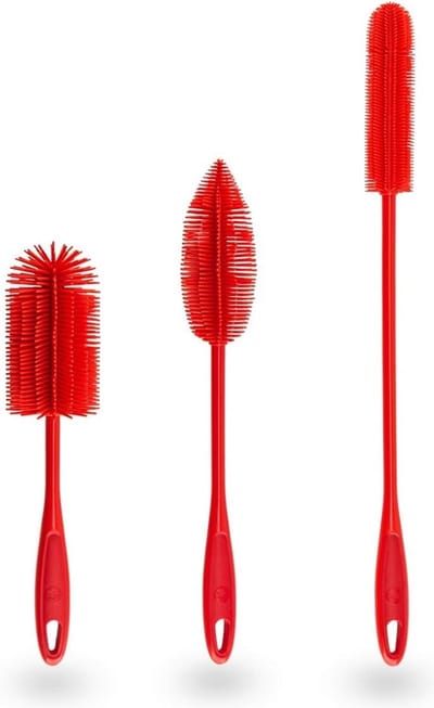 JGS ® Borstels van Silicone met Verwisselbare Koppen in Handige Opbergdoos voor Diverse Reinigingstaken