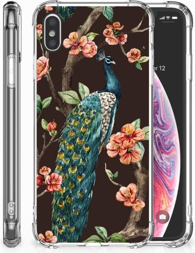 Apple iPhone Xs Max Case Anti-shock Pauw met Bloemen