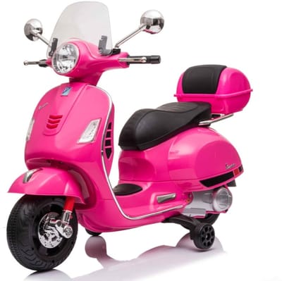 Vespa GT-S 12V elektrische kinderscooter roze - full options - licentie scooter - met windscherm, beautycase en zijwieltjes