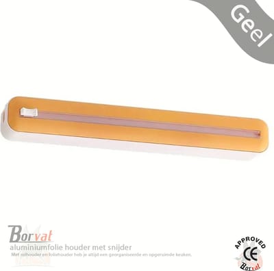 Borvat® - Handige Vershoudfolie - aluminiumfolie houder met snijder - Keuken tool - Kunststof - 37 x 7 cm - Geel- Wit