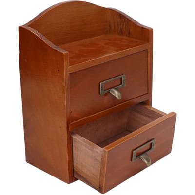 Desktop Houten Opbergdoos Retro Meerlaagse Houten Desktop Opbergkast met Lades voor Kantoor Slaapkamer Keuken brown