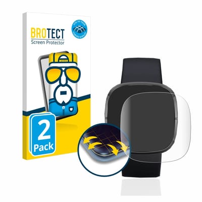 BROTECT - Screenprotector voor Fitbit Sense - Folie Beschermfolie transparant volledig dekking - 2 Stuks