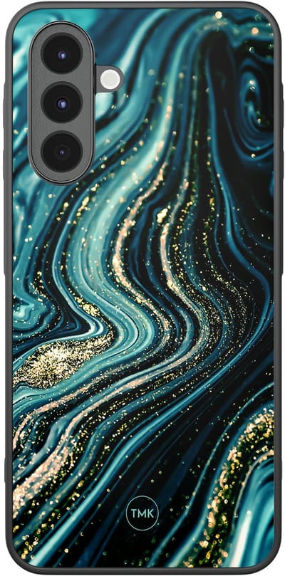 Hoesje geschikt voor Samsung Galaxy A17 - Blue marble waves - Blauw - TPU case - Marmer - Hardcase zwart telefoonhoesje
