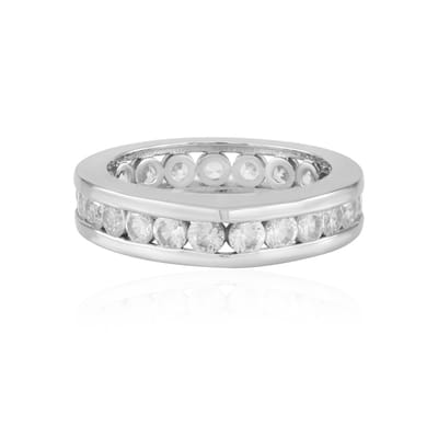 Cavill - Brede Zilveren Ring 925 Sterling Zilver met Platina Coating - 22 Cambodjaanse Briljant Geslepen Zirkonia's - Luxe Sieraden voor Vrouwen