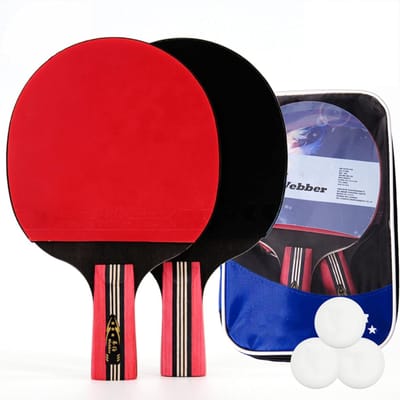 Tafeltennis Rackets - Pingpong Set - Familie Activiteit - 5-laags Houten Blad - Set van 2 - Rood