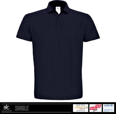 B&C Heren Polo - 100% biologisch katoen - ribkraag - Donker Blauw maat S