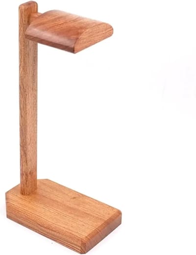 Hoofdtelefoon Stand - Oortelefoon Houder - Desktop Organisatie - Massief Houten - 32 cm Hoogte - Houtkleur