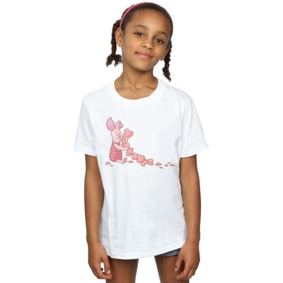 Disney Meisjes Winnie The Pooh Knorretje Hartenketting Katoenen T-Shirt (Wit)