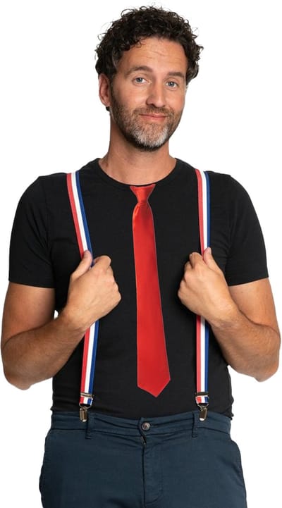 Carnaval verkleedset bretels en stropdas Holland - rood/wit/blauw - volwassenen - feestkleding