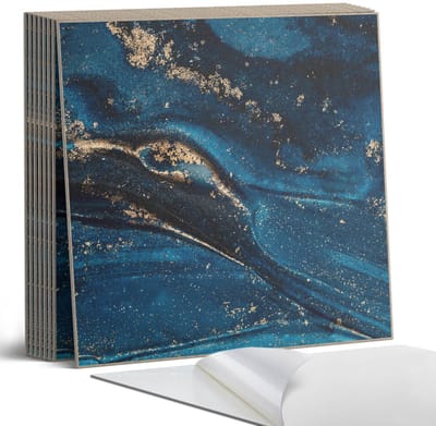 Coloray Plaktegels - Abstract patroon met golven Portugese Tegels - 30 cm x 30 cm - Marine Plaktegels - 9 stuks - Vierkant PVC Tegels - Plaktegels Keuken - Zelfklevende Vloertegels - Vinyl Tegels - Zelfklevende Tegels