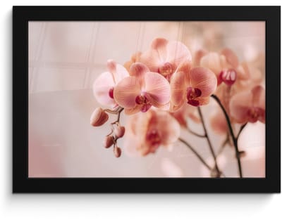 Poster in lijst - Fotolijst 30x20 cm - Posters - Orchidee - Bloemen - Roze - Bloemblaadjes - Posterlijst zwart - Decoratie - Wanddecoratie woonkamer - Muurdecoratie slaapkamer