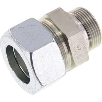 G 1 1/4'' Buitendraad x 38S Verzinkt Stalen Rechte Snijring Koppeling met FKM Afdichting 315 Bar DIN 2353 - FL2S-MC-EZN-114G-38-S
