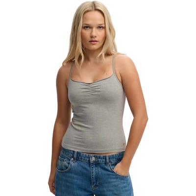 Superdry Athletic Essential Gathered Cami Mouwloos T-shirt Grijs XS Vrouw