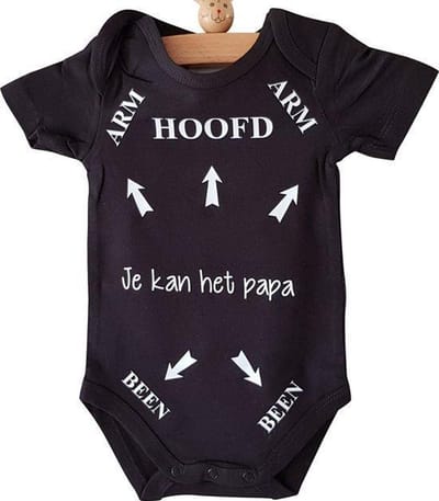 Baby tekst rompertje papa jongen Hoofd Arm Been pijlen je kan het papa | korte mouw |  zwart met wit | maat 74-80 | liefste pap je kan het / cadeautje verjaardag / vaderdag aanstande