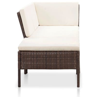 vidaXL - 3-delige - Loungeset - met - kussens - poly - rattan - bruin