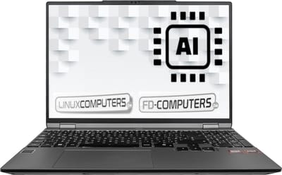 Linux laptop 15,3" MET LOKALE AI | AMD Ryzen 7 350 AI | 64GB DDR5 ram | 2 TB SSD | Linux naar keuze, Ubuntu, Linux Mint, Debian, QWERTY