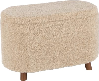 J-Line poef Opslag Teddy - polyester - beige