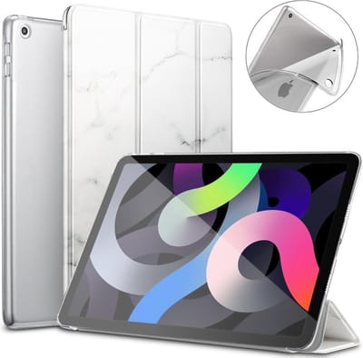 Hoes geschikt voor iPad Air 2022 / 2020 10.9 inch - Trifold Smart Book Case Cover Kunstleer Tablet Hoesje Marmer