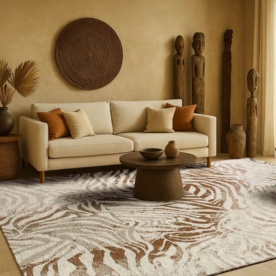 Binnen & Buiten Vloerkleed - 80 x 150 cm - Lola&Moi Zebra Savannah - Laagpolig Tapijt - Gerecycled PET - Made in Belgium - Circulair