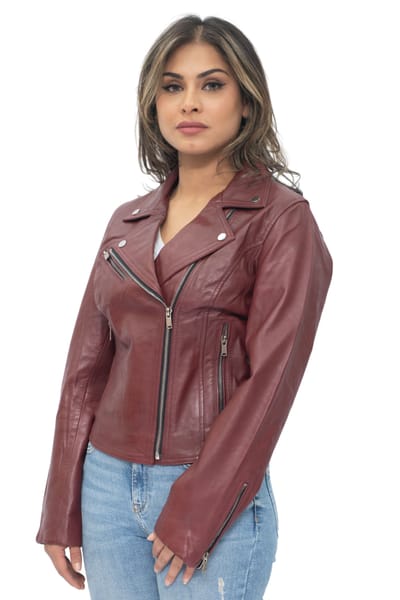 Dames lederen klassieke biker Brando jas-Baku