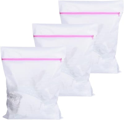 Set van 3 wasnetten 50 cm x 60 cm, fijne waszakken, herbruikbare mesh waszakken met rits voor kleding en delicate stoffen