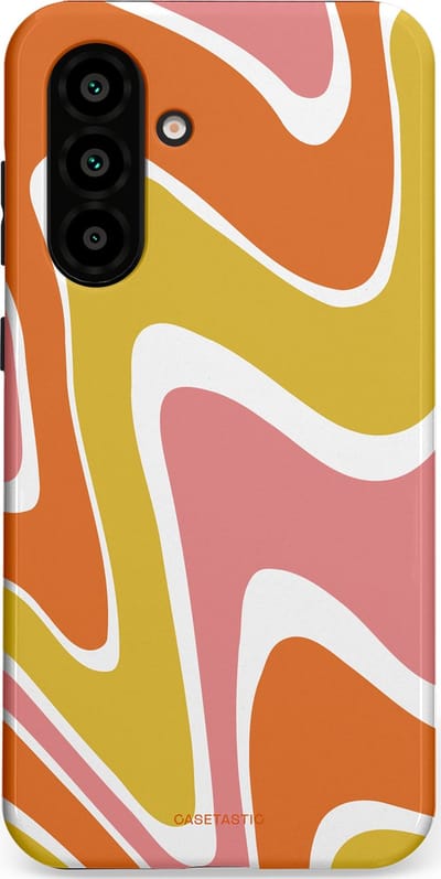Casetastic hoesje geschikt voor Samsung Galaxy A36 / Samsung Galaxy A56 - Dubbellaagse bescherming - Retro rave - Fashion Case - Goud Terracotta Koraal Wit