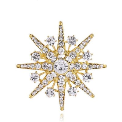 Strass Ster Broche Glanzende Kristal Sneeuwvlok Reversspeld Mode Sieraden Broches Voor Vrouwen Kerstcadeau goud