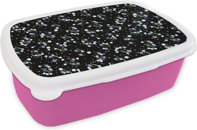 Broodtrommel Roze - Lunchbox - Brooddoos - Bloemen - Patronen - Pastel - 18x12x6 cm - Kinderen - Meisje