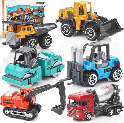 Mini bouwvoertuigen speelgoedset voor kinderen 3+ jaar - kleurige auto's voor speelplezier