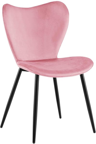 CLP Maika Eetkamerstoel - klassiek - keukenstoel - met rugleuning en zwart metalen frame - maximaal 150 kg - Fluweel/roze