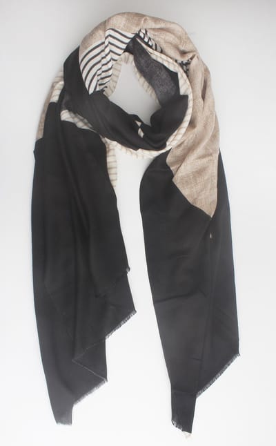Sienna Scarf – Dames sjaal - Strepen – Mediumdik - Herfst/winter – Zachte en comfortabele stof – Katoen – Trendy - Zwart
