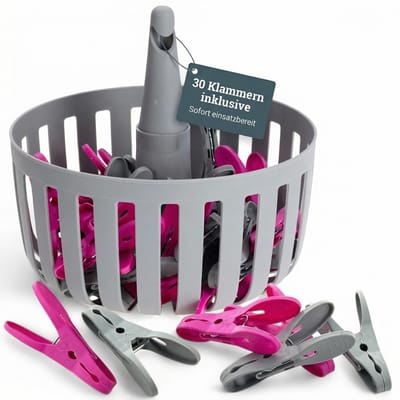 Dailygoods- Wasknijpermand met 30 klemmen - Robuuste mand - Praktische opbergmand - UV-bestendig - Weerbestendig - Ruimtebesparend - Wasmand