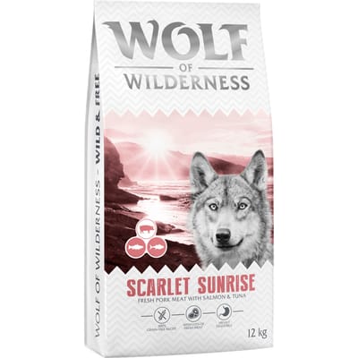 Wolf of Wilderness "Scarlet Sunrise" Zalm & Tonijn - graanvrij - 12 kg Nieuw Recept