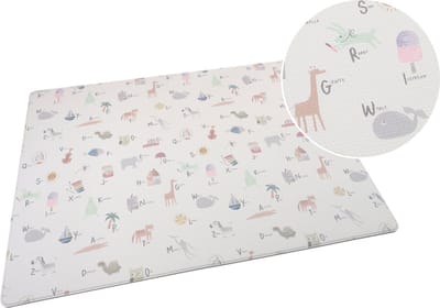 speelmat baby Little Gem - XL 140 x 200 cm - ABC - afwasbaar & antibacterieel - eerste speelmat baby