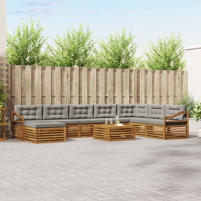 vidaXL - Buiten - bank - set - 9 - st - Natuurlijk - en - Licht - Grijs