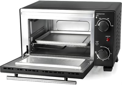 KAD® Mini Oven - Compacte Mini Oven - Vrijstaand voor Camping & Kleine Keuken - Zwart - ‎31cm x 38cm x 24cm